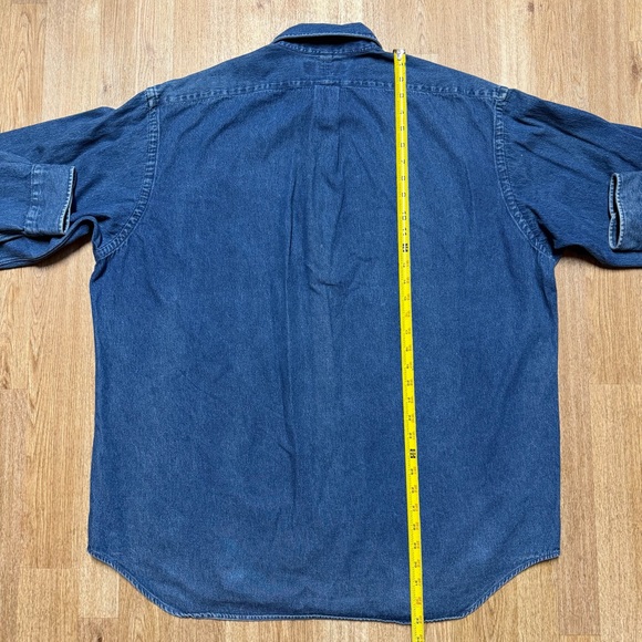 Vintage Ralph Lauren Blaire Blue Denim Button Up Long Sleeve Shirt XL Pony Logo - Picture 7 of 7